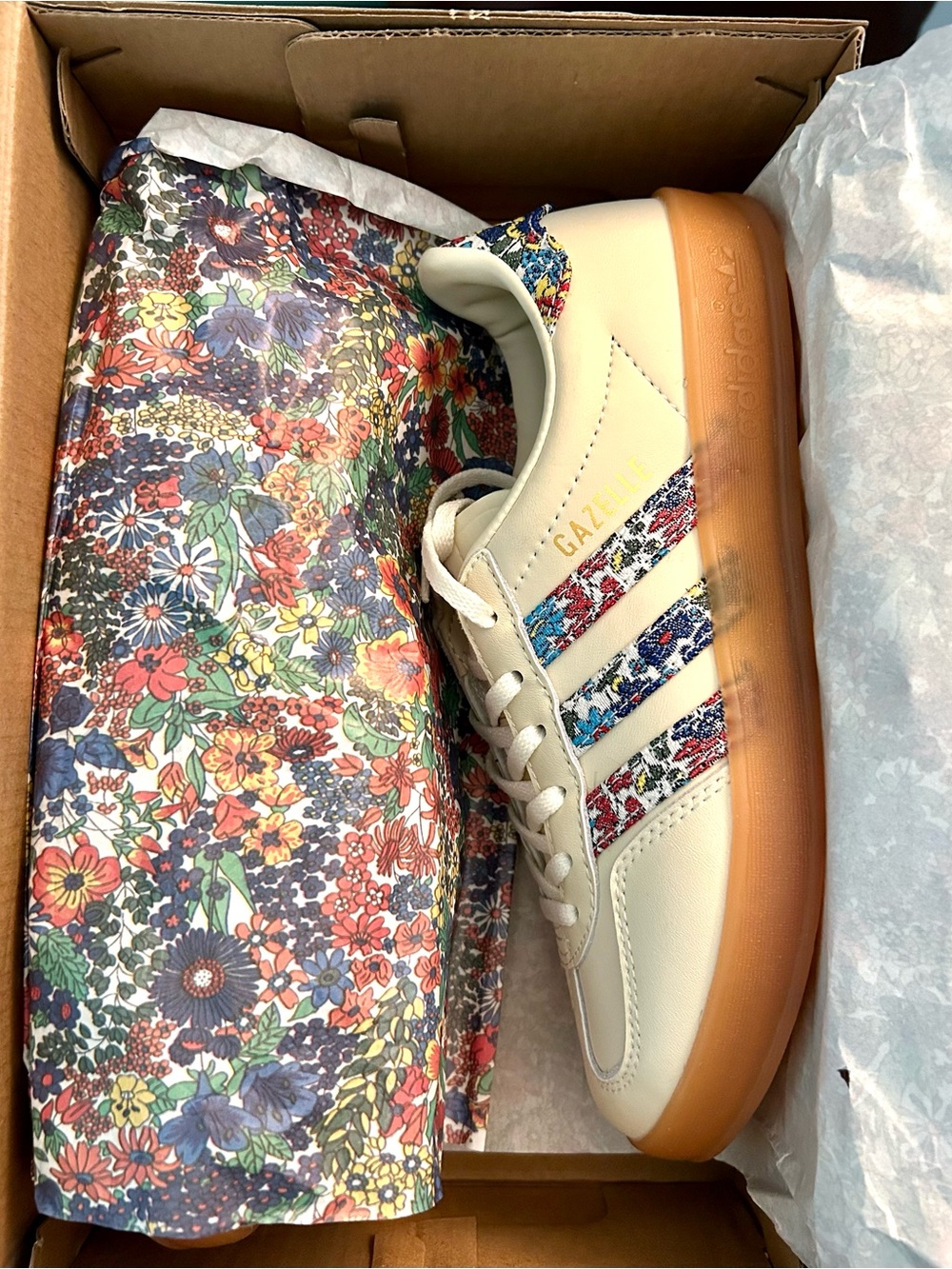 NWB Adidas Gazelle Sneakers - Liberty of London collab - Women’s US 7.5 - Picture 7 of 7